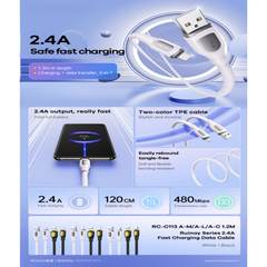 REMAX - RC-C113i Ruinay Series USB to Lightning Fast Charging Data Cable ( 2.4A ) - Black