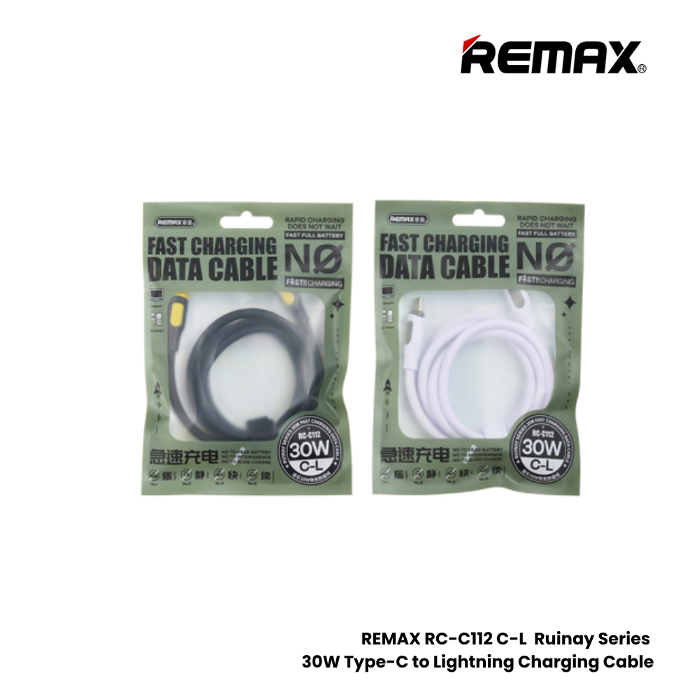 REMAX RC-C112 C-L Ruinay Series 30W Type-C to Lightning Fast Charging Data Cable - Black