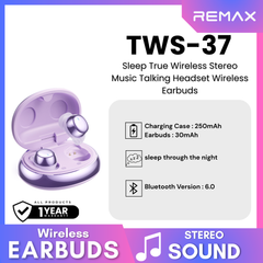REMAX - TWS-37 Sleep True Wireless Stereo Music Talking WIreless Earbuds - Purple
