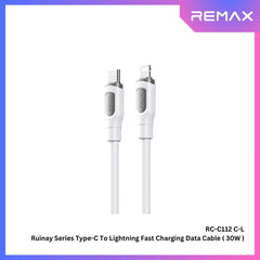 30W ( C to Lightning )-REMAX RC-C112 C-L Ruinay Series 30W Type-C to Lightning Fast Charging Data Cable - White