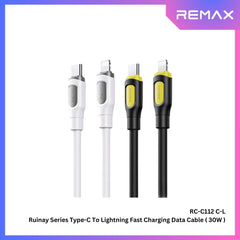 30W ( C to Lightning )-REMAX RC-C112 C-L Ruinay Series 30W Type-C to Lightning Fast Charging Data Cable - White
