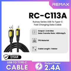 REMAX - RC-C113M Ruinay Series USB to Micro Fast Charging Data Cable ( 2.4A ) - Black