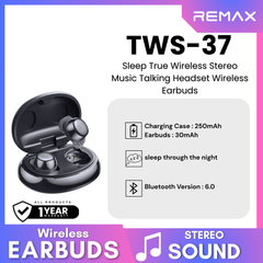REMAX - TWS-37 Sleep True Wireless Stereo Music Talking WIreless Earbuds - Black