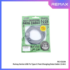 REMAX - RC-C113A Ruinay Series USB to Type-C Fast Charging Data Cable ( 2.4A ) - Black