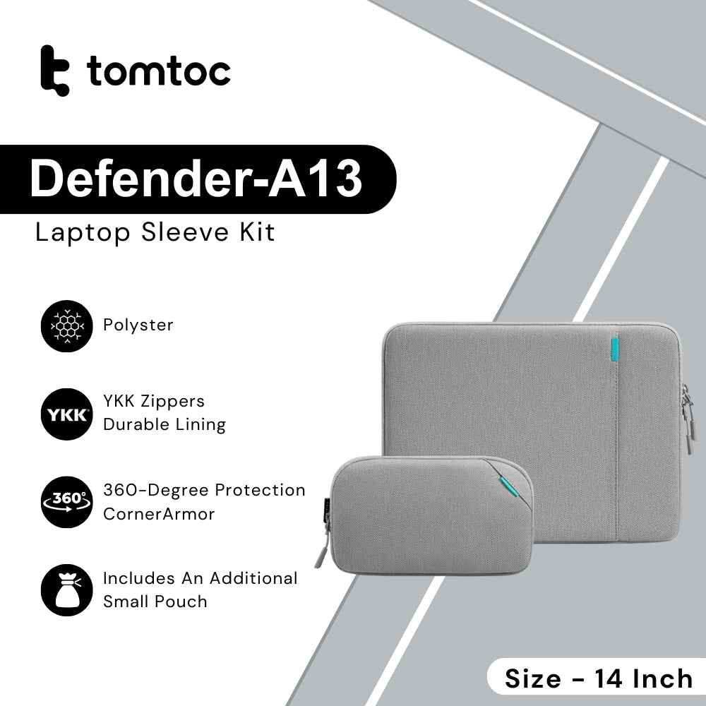 Tomtoc - Defender-A13 Laptop Sleeve Kit ( 14 Inch ) - Dark Grey