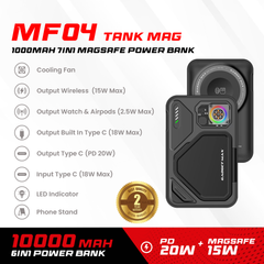 GADGET MAX - MF04 10000mAh Tank Mag 7 In 1 Magsafe Charging Power Bank - Black