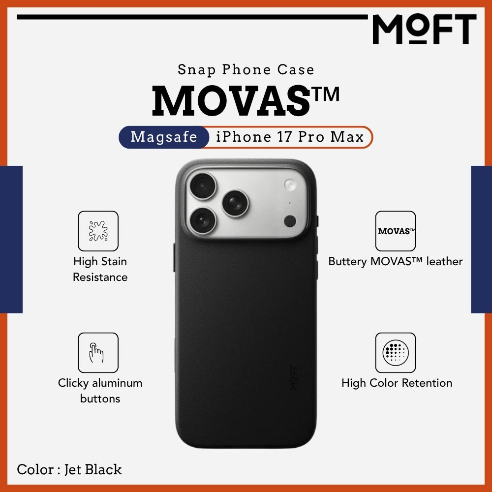 MOFT - MOVAS™ Snap Phone Case For iPhone 17 Pro Max - Jet Black