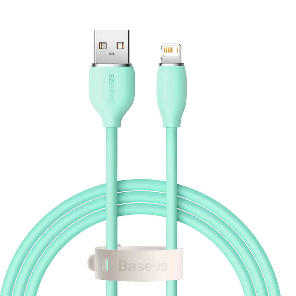 (Buy 1 Get 1) Baseus Jelly Liquid Silica Gel 2.4A iPhone Fast Charging Data Cable (2M) -Green