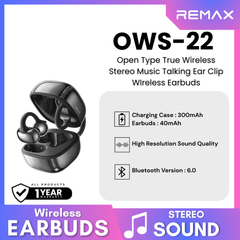 REMAX - OWS-22 Open Type True Wireless Stereo Music Talking Ear Clip WIreless Earbuds - Black