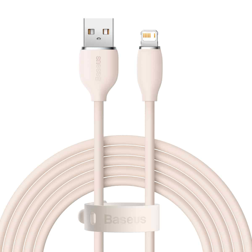 (Buy 1 Get 1) Baseus Jelly Liquid Silica Gel 2.4A iPhone Fast Charging Data Cable (2M) -Pink