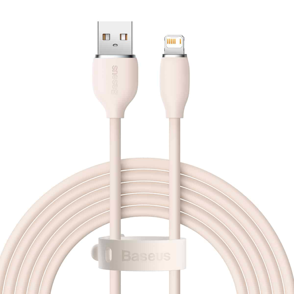 (Buy 1 Get 1) Baseus Jelly Liquid Silica Gel 2.4A iPhone Fast Charging Data Cable (1.2M) - Pink