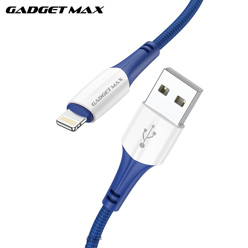GADGET MAX GX06 IPH 2.4A FAST CHARGING EXQUISITE & PRACTICAL DATA CABLE FOR IPH (2.4A)(1M) - BLUE