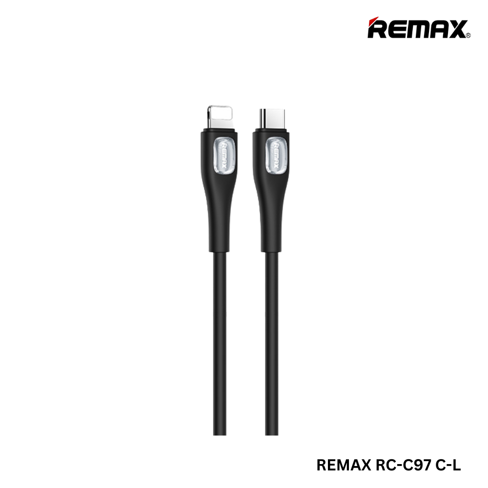 REMAX RC-C097 C-L Crystal Series 3A Liquid Silicone Fast Charging Data Cable Type-C to Lightning(1M)(30W) - Black