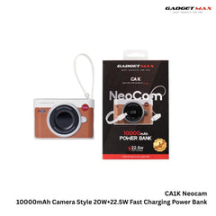 GADGET MAX - CA1K 10000mAh Neocam Camera Style Fast Charging Power Bank (20W+22.5W) - Brown