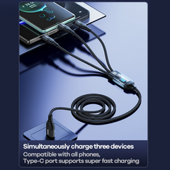 REMAX - RC-C090 Suxien Series 3 In 1 Smart Digital Display Fast Charging Data Cable ( 100W ) - Black