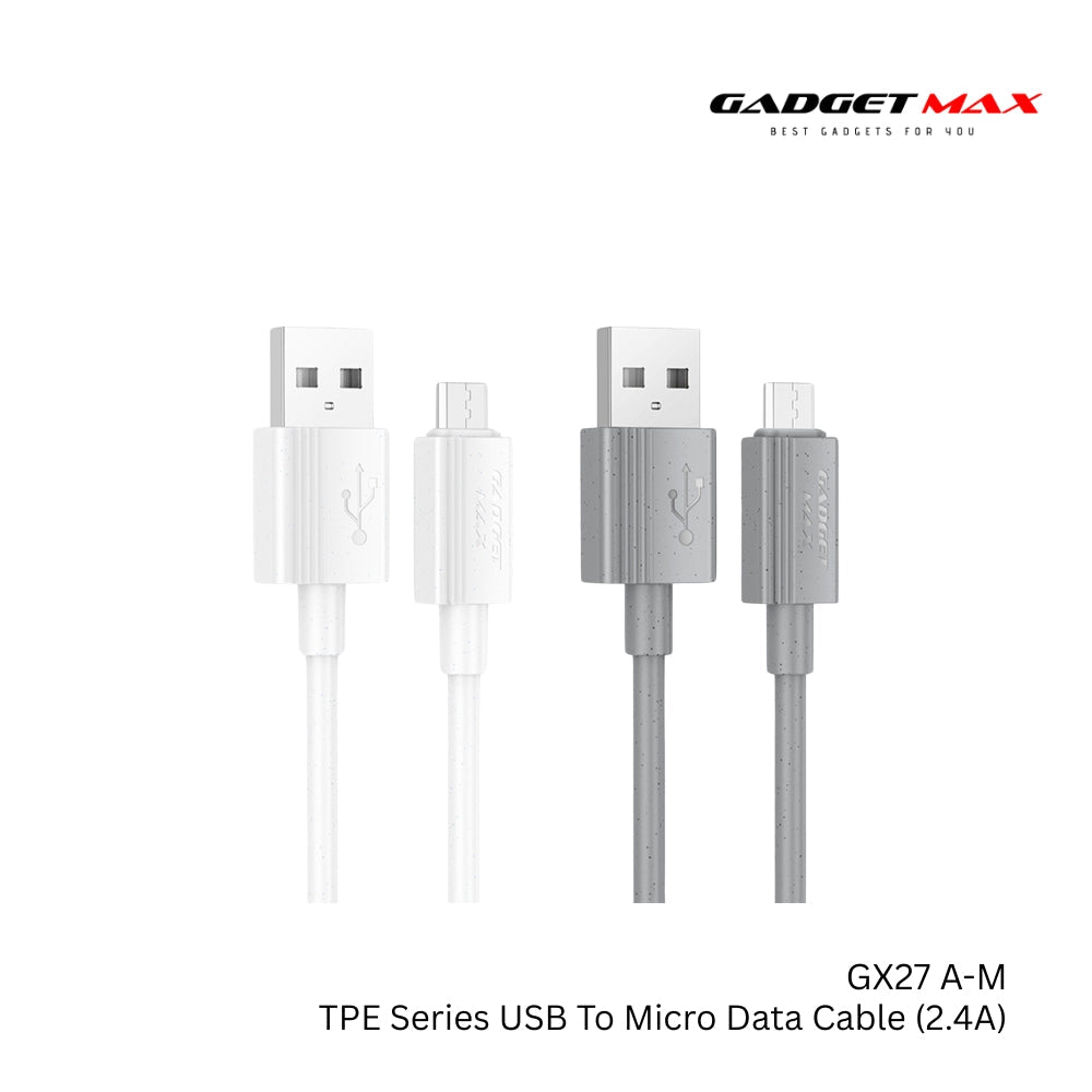 GADGET MAX - GX27 TPE Series USB To Micro Data Cable ( 2.4A ) - White