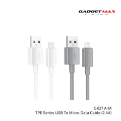 GADGET MAX - GX27 TPE Series USB To Micro Data Cable ( 2.4A ) - White