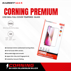 iPhone 13 Pro Max /14 Plus ( 6.7" ) GADGET MAX - Corning Premium 2.5D Skill Full Cover Tempered Glass