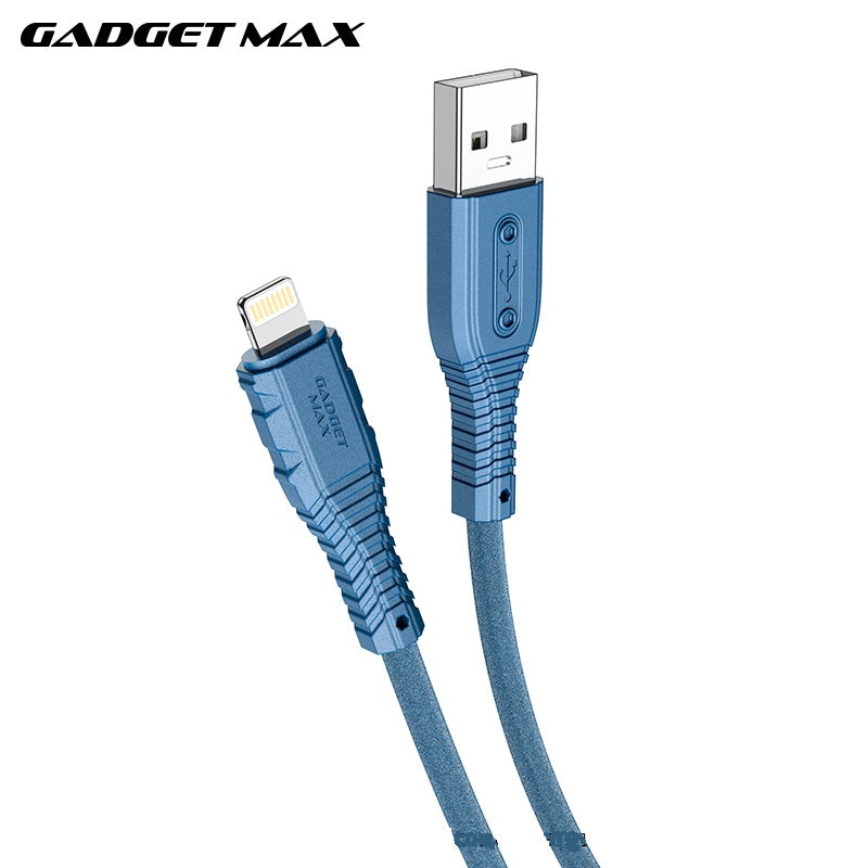 GADGET MAX GX07 IPH 2.4A NANO SILICONE CHARGING DATA CABLE FOR IPH (2.4A)(1M) - BLUE