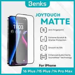 BENKS - JoyTouch Matte Screen Protector - IPhone 16 Plus / 15 Plus / 14 Pro Max (Black)