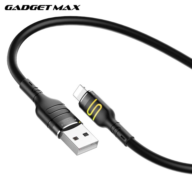 GADGET MAX GX14 DU18 S-SHAPE FAST USB TO IPH CHARGING DATA CABLE WITH LIGHT(2.4A) (1M)