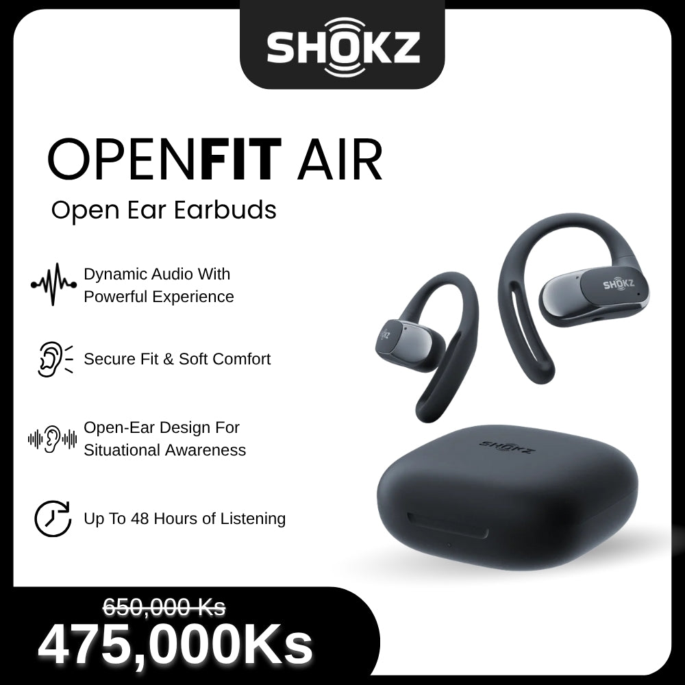 SHOKZ - OPEN FIT AIR Open Ear Bluetooth Earbuds - Black