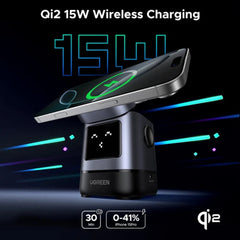 UGREEN - W709 Uno 2-In-1 Wireless Magnetic Charger (Qi2 | 15W) - Black/Grey