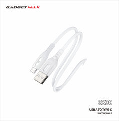 Gadget Max - GX30 (A) Nano Series USB To Type-C 3A Silicon Fast Charging Data Cable - White