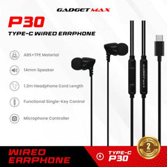 GADGET MAX - P30 Type-C Wired Earphone - Black