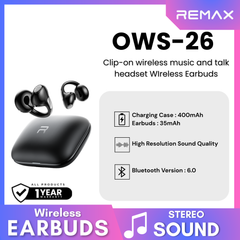 REMAX - OWS-26 Clip-on wireless music and talk WIreless Earbuds - Black
