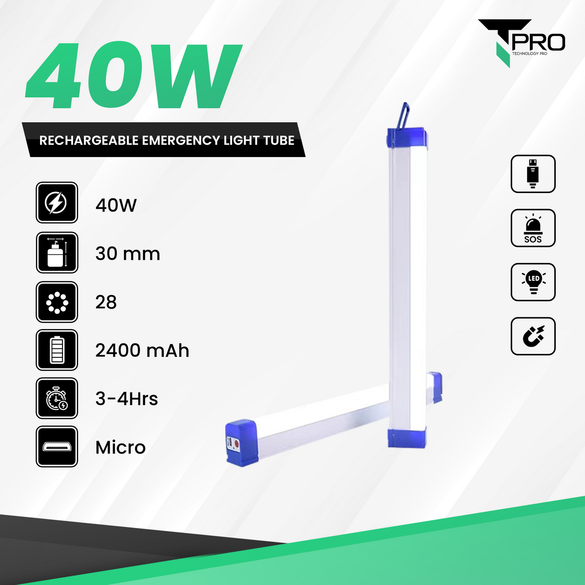 T PRO 40W LED EMERGENCY LIGHT TUBE