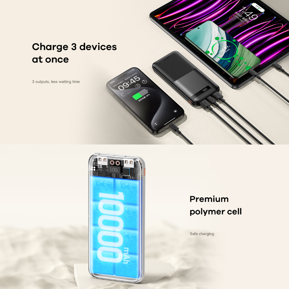 REMAX RPP-71 Piloteer Series 10000mAh PD+QC Fast Charging Power Bank (PD 20W+QC 22.5W) - Black