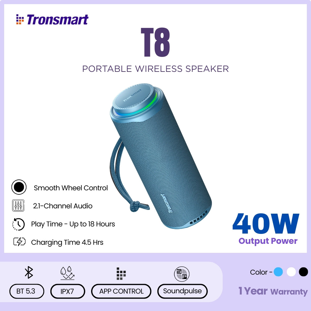 Tronsmart - T8 Portable Bluetooth Speaker - Blue