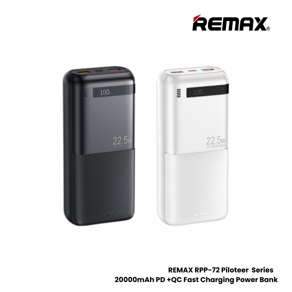 REMAX RPP-72 Piloteer Series 20000mAh PD+QC Fast Charging Power Bank(PD 20W+QC 22.5W) - White