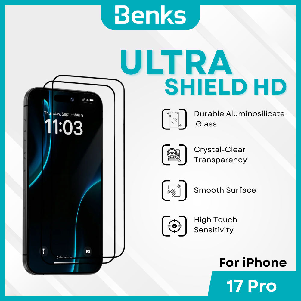 BENKS - Ultra Shield HD Screen Protector -IPhone 17 Pro (Black)