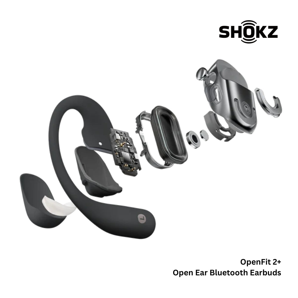 SHOKZ - OPENFIT 2+ Open Ear Bluetooth Earbuds - Black