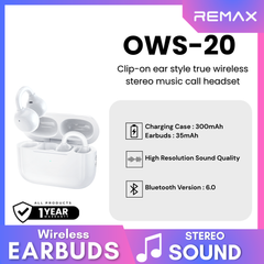 REMAX - OWS-20 Clip-on ear style true wireless stereo music call WIreless Earbuds - White