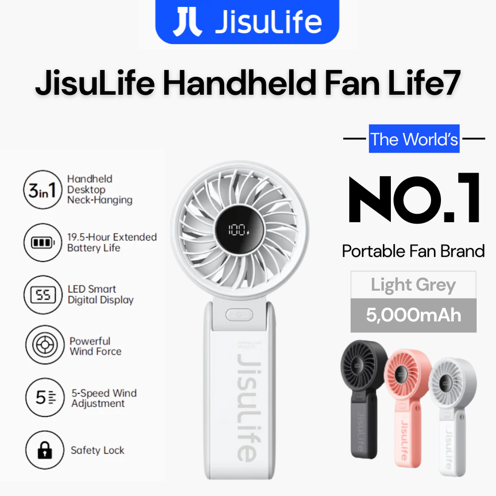JisuLife - Handheld Fan Life 7 ( 5000mAh ) - Light Grey