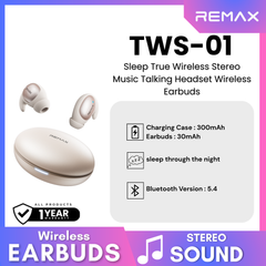 REMAX - TWS-01 Sleep True Wireless Stereo Music Talking WIreless Earbuds - Beige