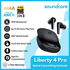 ANKER - SOUNDCORE Liberty 4 Pro Noise-Cancelling Wireless Earbuds - Black