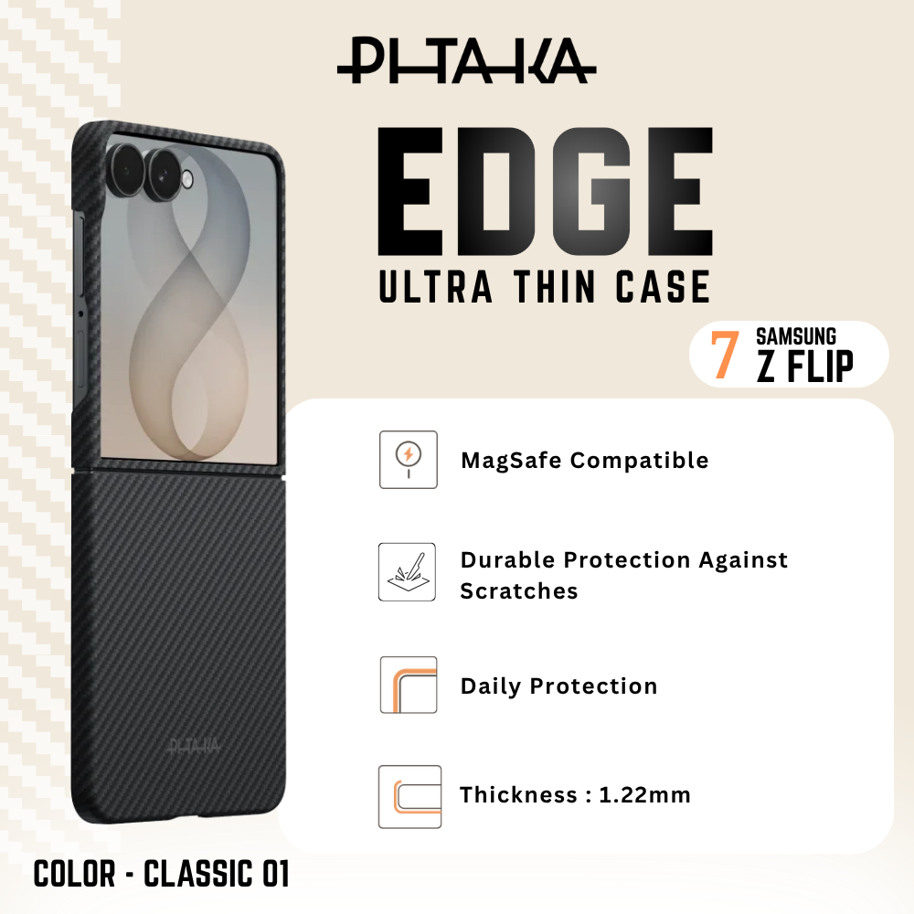 PITAKA - Ultra Slim ( Edge ) Case For Samsung Z Flip 8 - Black / Grey