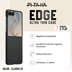 PITAKA - Ultra Slim ( Edge ) Case For Samsung Z Flip 8 - Black / Grey