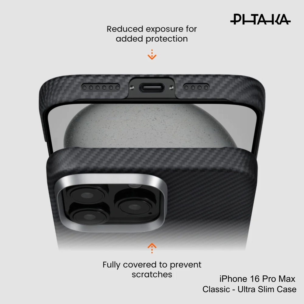 PITAKA - iPhone 16 Pro Max Case ( Ultra Slim ) - Black/Grey