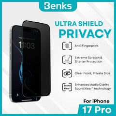 BENKS - Ultra Shield Privacy Screen Protector - IPhone 17 Pro