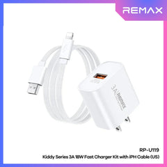 REMAX - RP-U119 Lightning Kiddy Series Fast Charger Set (18W) - White