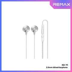 REMAX - RM-711 3.5mm Metal Wired Earphone - Silver
