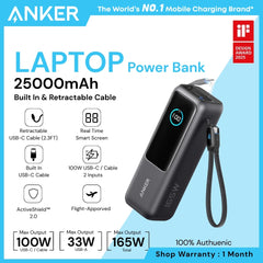 ANKER - Laptop 25000mAh Power Bank With Built-In &amp; Retractable Type-C Cable ( 165W ) - Black