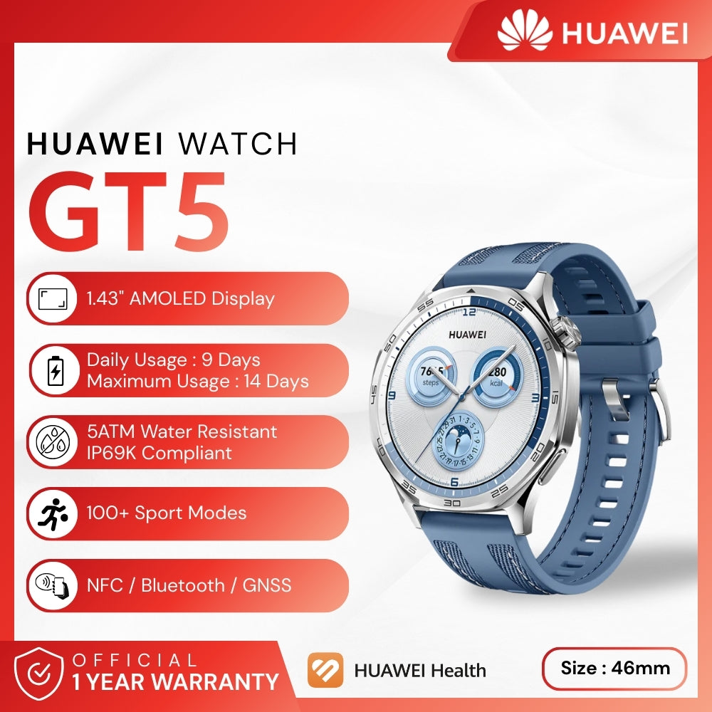HUAWEI - Watch GT 5 Smart Watch (46mm) - Blue