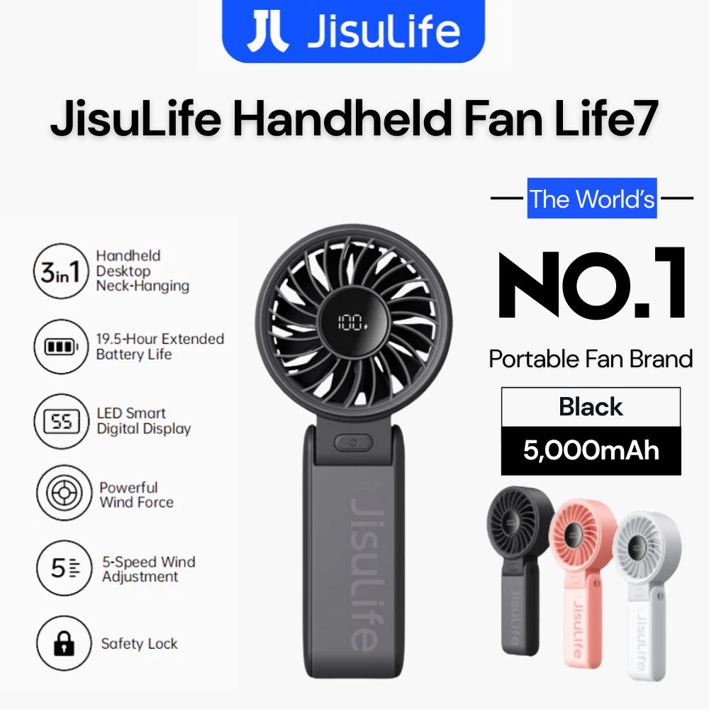 JisuLife - Handheld Fan Life 7 ( 5000mAh ) - Black
