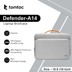 Tomtoc - Defender-A14 Laptop Briefcase ( 13.5 - 14 Inch ) - Grey